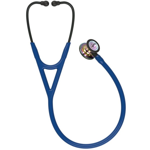 3M Littmann Cardiology IV Diagnostic Stethoscope - High Polish Rainbow Finish Chestpiece, Navy Tube, Black Stem & Headset (6242)