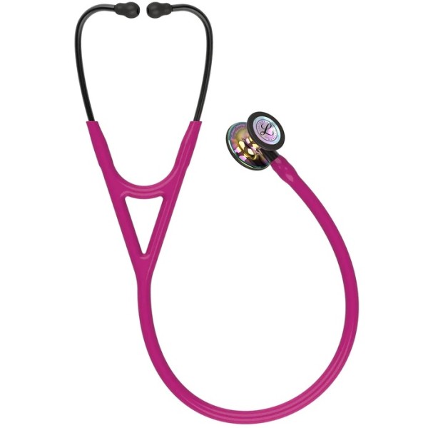 3M Littmann Cardiology IV Diagnostic Stethoscope - High Polish Rainbow Finish Chestpiece, Raspberry Tube, Smoke Stem & Headset (6241)