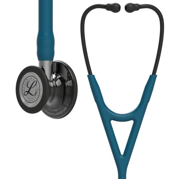 3M Littmann Cardiology IV Diagnostic Stethoscope - High Polish Smoke Finish Chestpiece, Caribbean Blue Tube, Mirror Stem & Headset (6234)