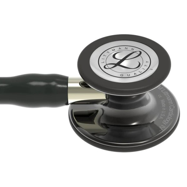3M Littmann Cardiology IV Diagnostic Stethoscope - High Polish Smoke Finish Chestpiece, Black Tube, Champagne Stem & Headset (6204)