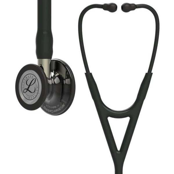 3M Littmann Cardiology IV Diagnostic Stethoscope - High Polish Smoke Finish Chestpiece, Black Tube, Champagne Stem & Headset (6204)