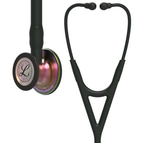 3M Littmann Cardiology IV Diagnostic Stethoscope - Rainbow Finish Chestpiece, Black Tube, Stem & Headset, 27 inch (6165)