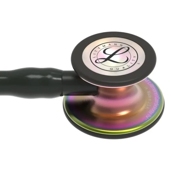 3M Littmann Cardiology IV Diagnostic Stethoscope - Rainbow Finish Chestpiece, Black Tube, Stem & Headset, 27 inch (6165)