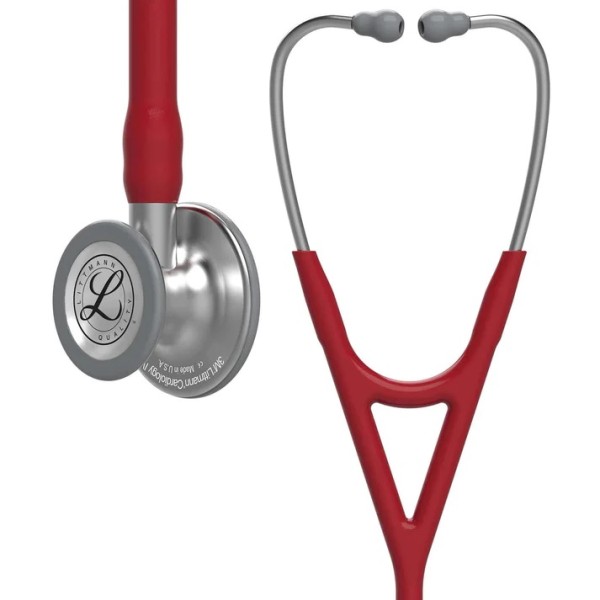 3M Littmann Cardiology IV Diagnostic Stethoscope - Standard Finish Chestpiece, Burgundy Tube, Stem & Headset (6184)