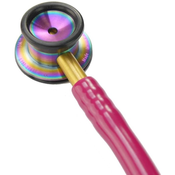 3M Littmann Classic II Infant Stethoscope - Rainbow Finish Chestpiece, Raspberry Tube (2157)