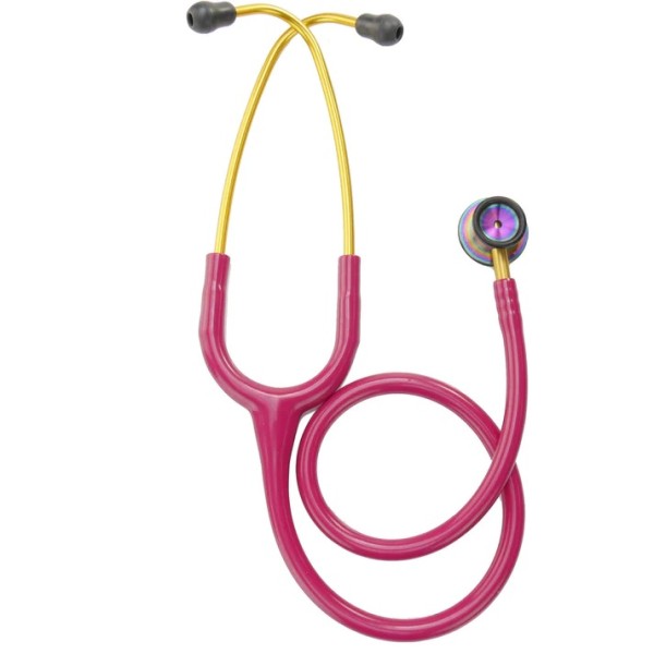 3M Littmann Classic II Infant Stethoscope - Rainbow Finish Chestpiece, Raspberry Tube (2157)