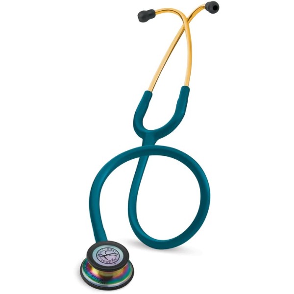 3M Littmann Classic III Monitoring Stethoscope - Rainbow Finish Chestpiece, Caribbean Blue Tube (5807)