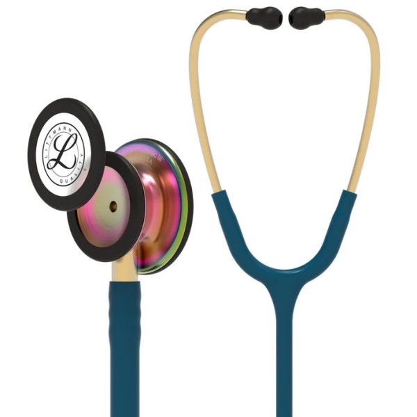 3M Littmann Classic III Monitoring Stethoscope - Rainbow Finish Chestpiece, Caribbean Blue Tube (5807)