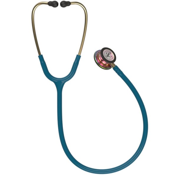 3M Littmann Classic III Monitoring Stethoscope - Rainbow Finish Chestpiece, Caribbean Blue Tube (5807)