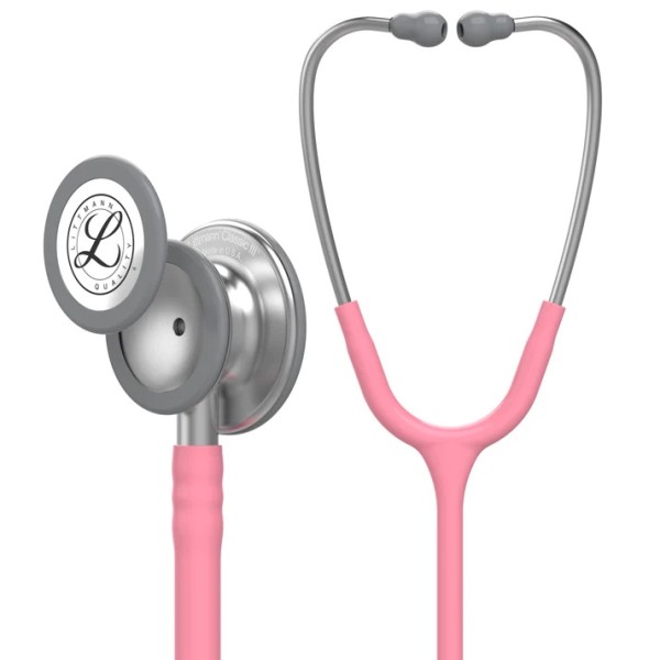 3M Littmann Classic III Monitoring Stethoscope - Standard Finish Chestpiece, Pearl Pink Tube (5633)