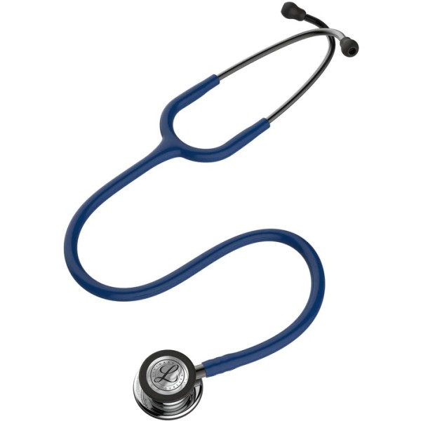 3M Littmann Classic III Monitoring Stethoscope - Mirror Finish Chestpiece, Navy Blue Tube (5863)