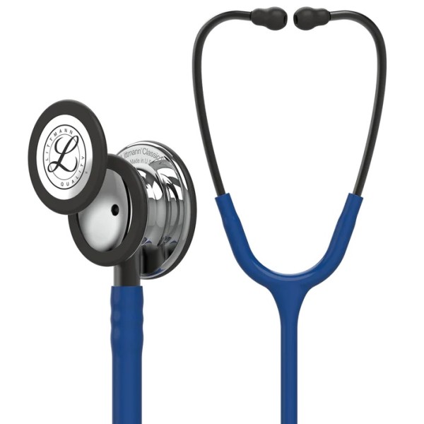 3M Littmann Classic III Monitoring Stethoscope - Mirror Finish Chestpiece, Navy Blue Tube (5863)