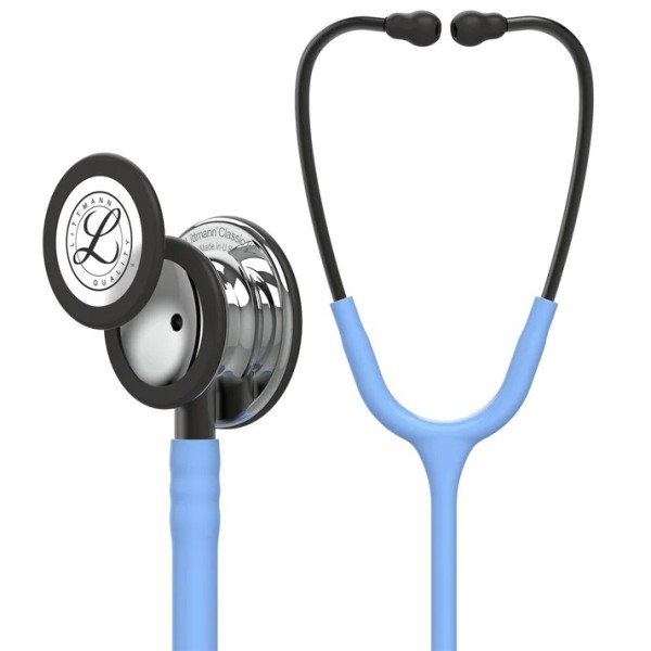 3M Littmann Classic III Monitoring Stethoscope - Mirror Finish Chestpiece, Celi Blue Tube, Smoke Stem (5959)