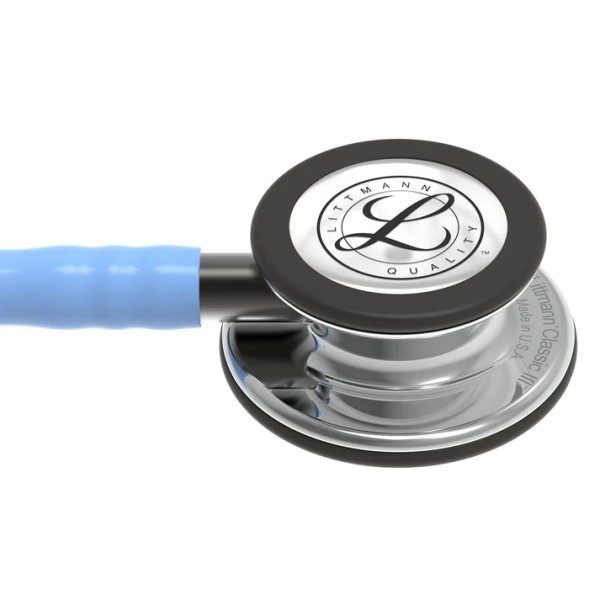 3M Littmann Classic III Monitoring Stethoscope - Mirror Finish Chestpiece, Celi Blue Tube, Smoke Stem (5959)