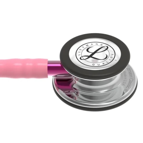 3M Littmann Classic III Monitoring Stethoscope - Mirror Finish Chestpiece, Pearl Pink Tube, Pink Stem (5962)