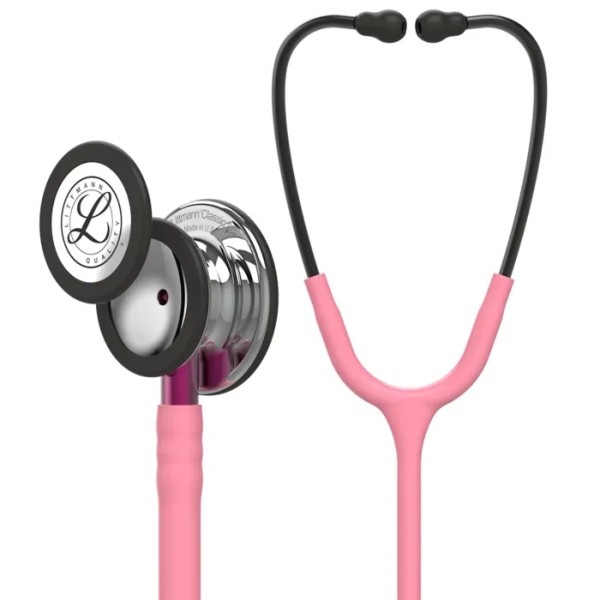 3M Littmann Classic III Monitoring Stethoscope - Mirror Finish Chestpiece, Pearl Pink Tube, Pink Stem (5962)