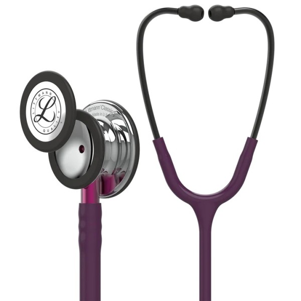 3M Littmann Classic III Monitoring Stethoscope - Mirror Finish Chestpiece, Plum Tube, Pink Stem (5960)