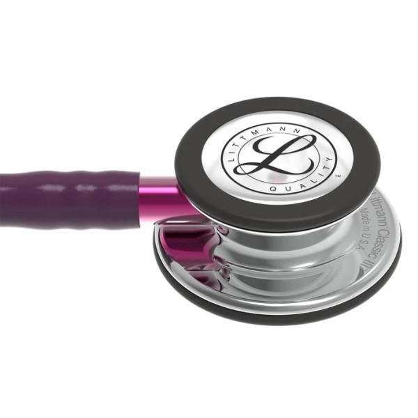 3M Littmann Classic III Monitoring Stethoscope - Mirror Finish Chestpiece, Plum Tube, Pink Stem (5960)