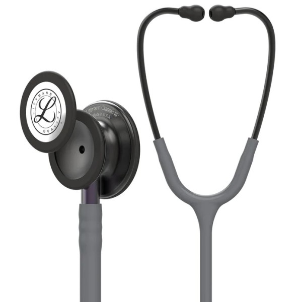 3M Littmann Classic III Monitoring Stethoscope - Smoke Finish Chestpiece, Grey Tube, Violet Grey Stem (5873)