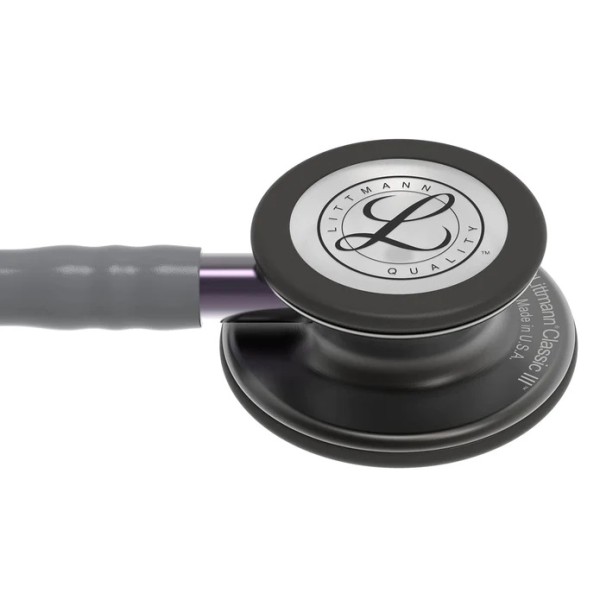 3M Littmann Classic III Monitoring Stethoscope - Smoke Finish Chestpiece, Grey Tube, Violet Grey Stem (5873)