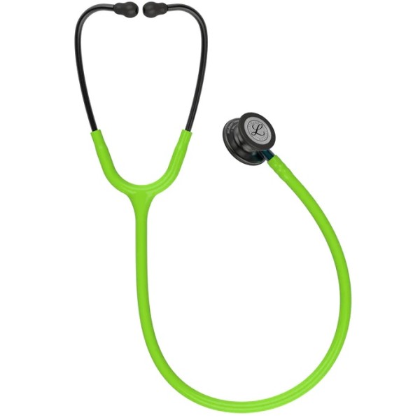 3M Littmann Classic III Monitoring Stethoscope - Smoke Finish Chestpiece, Lime Green Tube, Blue Stem (5875)