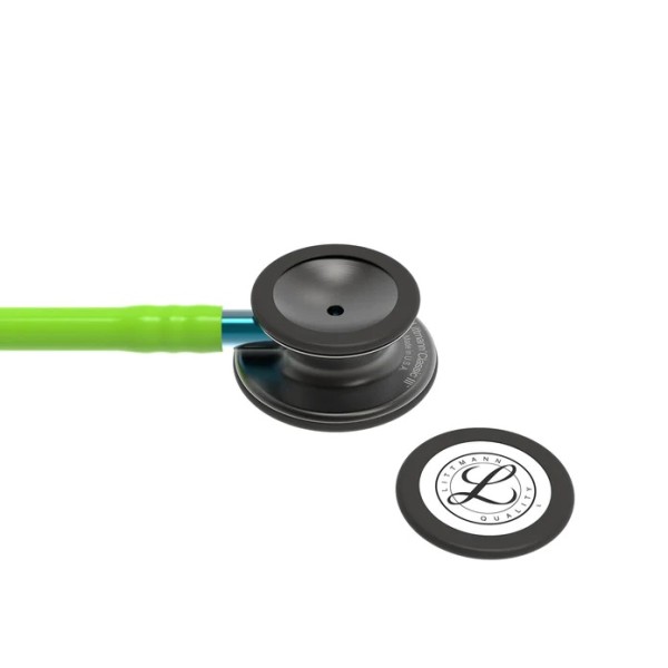 3M Littmann Classic III Monitoring Stethoscope - Smoke Finish Chestpiece, Lime Green Tube, Blue Stem (5875)