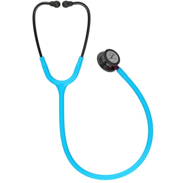 3M Littmann Classic III Monitoring Stethoscope - Smoke Finish Chestpiece, Turquoise Tube, Pink Stem (5872)