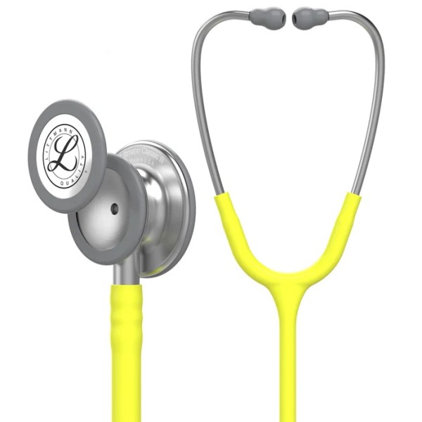 3M Littmann Classic III Monitoring Stethoscope - Standard Finish Chestpiece, Lemon-Lime Tube (5839)