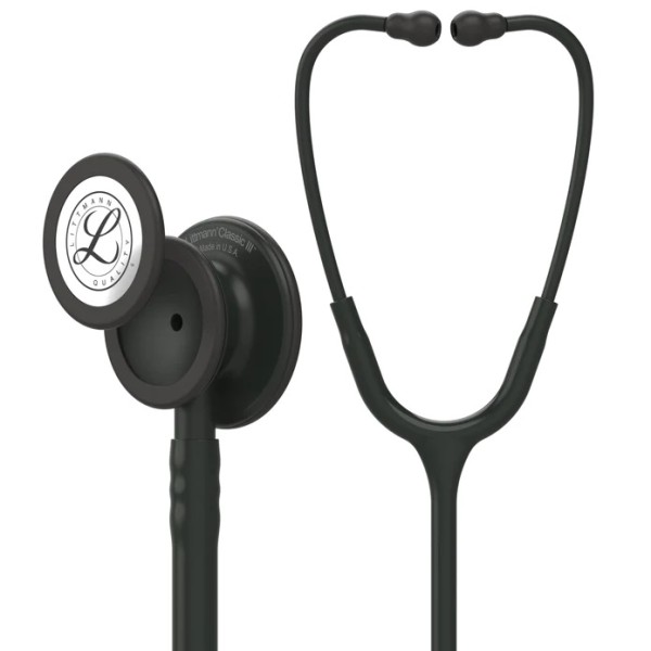 3M Littmann Classic III Monitoring Stethoscope - Black Finish Chestpiece, Black Tube (5803)