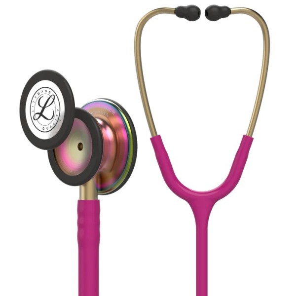 3M Littmann Classic III Monitoring Stethoscope - Rainbow Finish Chestpiece, Raspberry Tube (5806)