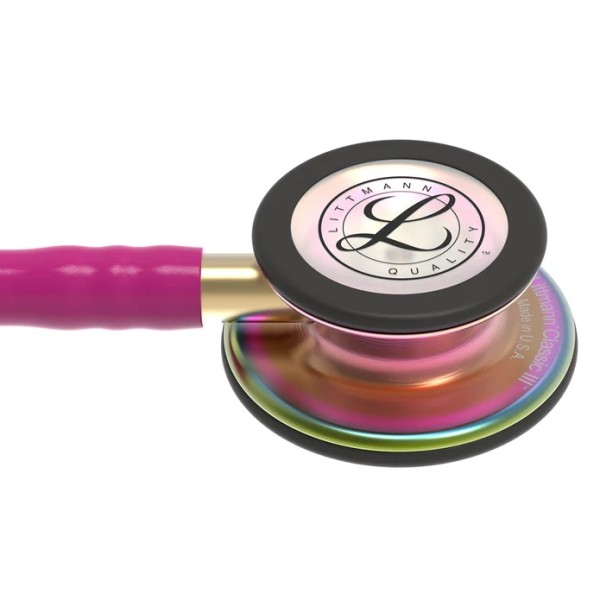 3M Littmann Classic III Monitoring Stethoscope - Rainbow Finish Chestpiece, Raspberry Tube (5806)