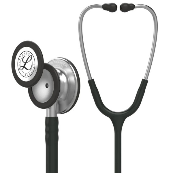 3M Littmann Classic III Monitoring Stethoscope - Standard Finish Chestpiece, Black Tube (5620)