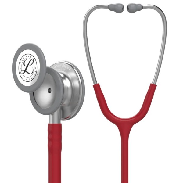 3M Littmann Classic III Monitoring Stethoscope - Standard Finish Chestpiece, Burgundy Tube (5627)