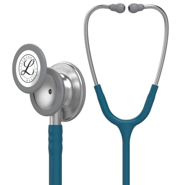 3M Littmann Classic III Monitoring Stethoscope - Standard Finish Chestpiece, Caribbean Blue Tube (5623)