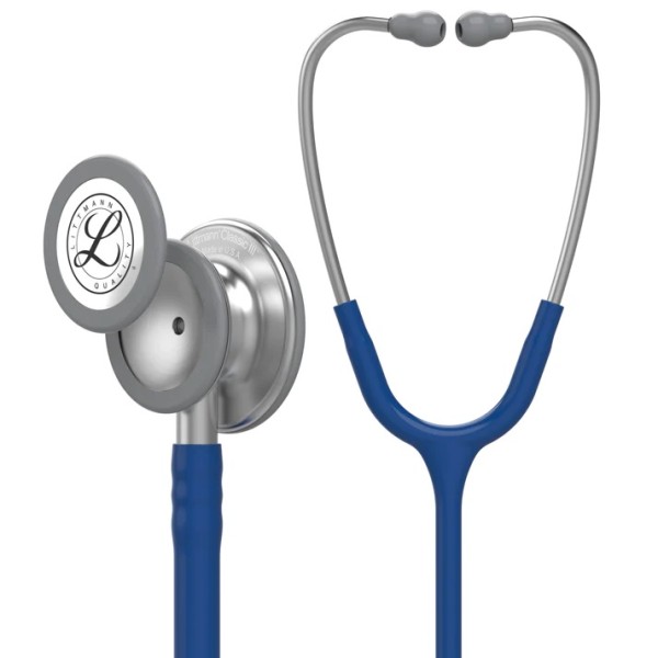 3M Littmann Classic III Monitoring Stethoscope - Standard Finish Chestpiece, Navy Blue Tube (5622)