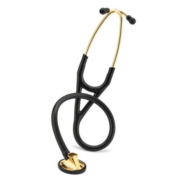 3M Littmann Master Cardiology Stethoscope - Brass Finish Chestpiece & Eartubes, Black Tube (2175) 