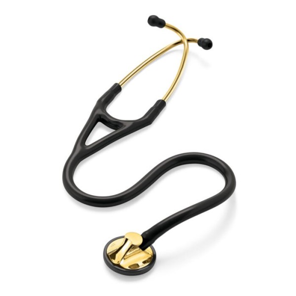 3M Littmann Master Cardiology Stethoscope - Brass Finish Chestpiece & Eartubes, Black Tube (2175) 