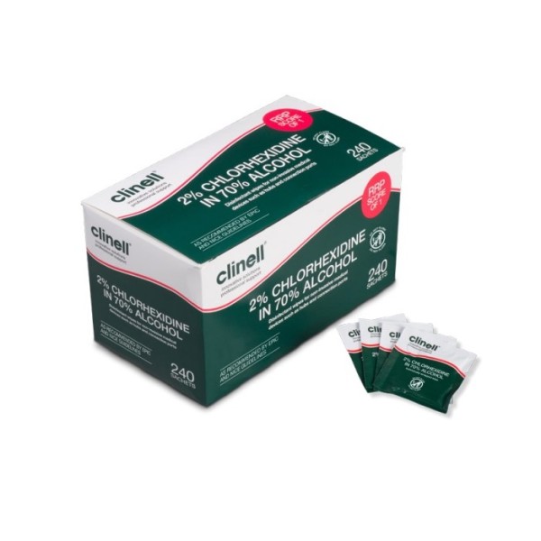 Clinell Alcoholic 2% Chlorhexidine Medical Device Wipes (Box of 240) (CA2C240)