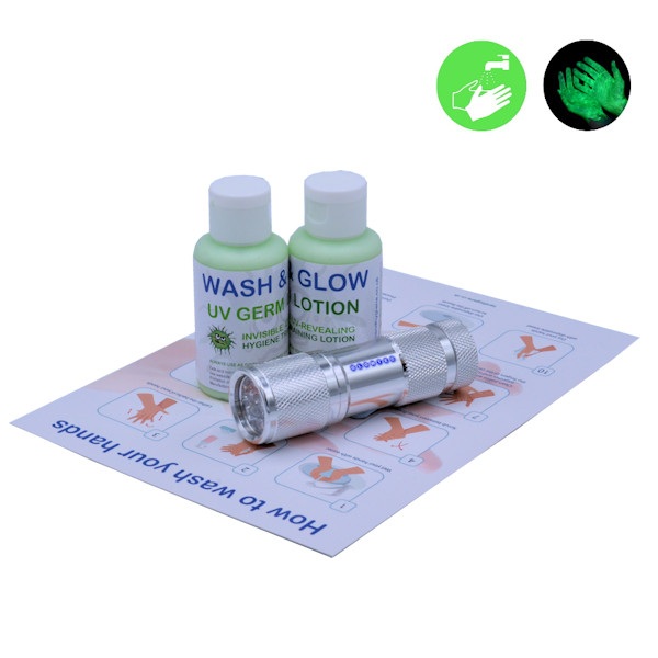 Hand Wash Training Kit - Small (2 x 50ml Bottles & UV Light)