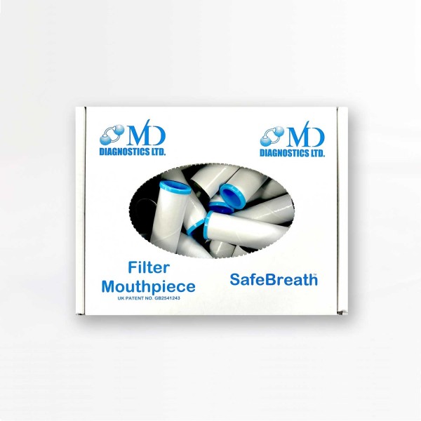 MDD SafeBreath Filtered Mouthpieces 22mm Individually Wrapped (Box of 50) (FM50W)