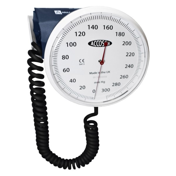 Accoson 6 inch Aneroid Sphygmomanometer Wall Model with Large Adult Ambidex Cuff (0349A)