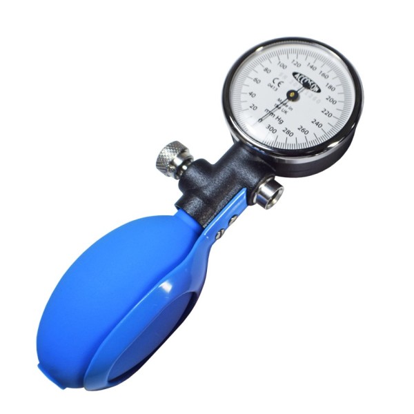 Accoson DUPLEX Aneroid Sphygmomanometer - Coiled Tube with Adult Velcro Cuff - Blue (0322B)