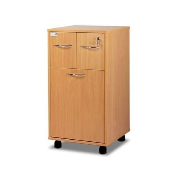 Bristol Maid Bedside Cabinet - Double Upper Drawer and Lower Drawer with Recessed Shelf - Beech (BC2D/BE)