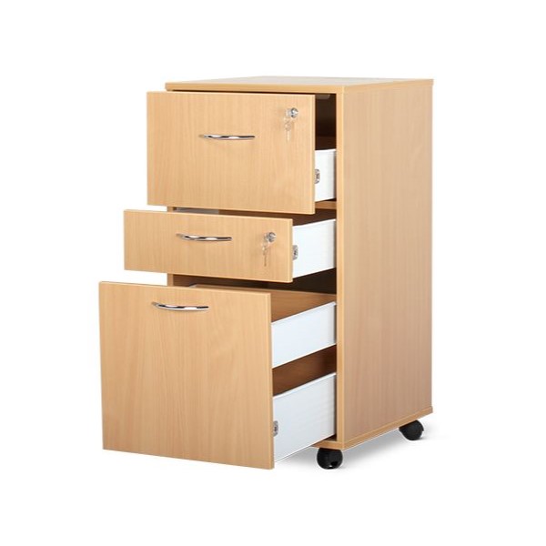 Bristol Maid Bedside Cabinet - Single Upper Drawer, Personal Drawer and Lower Drawer - Beech (BC1DPD/BE)