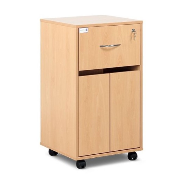 Bristol Maid Bedside Cabinet - Single Upper Drawer and Lower Cupboard with Double Doors and Adjustable Shelf - Beech (BC1C/BE)