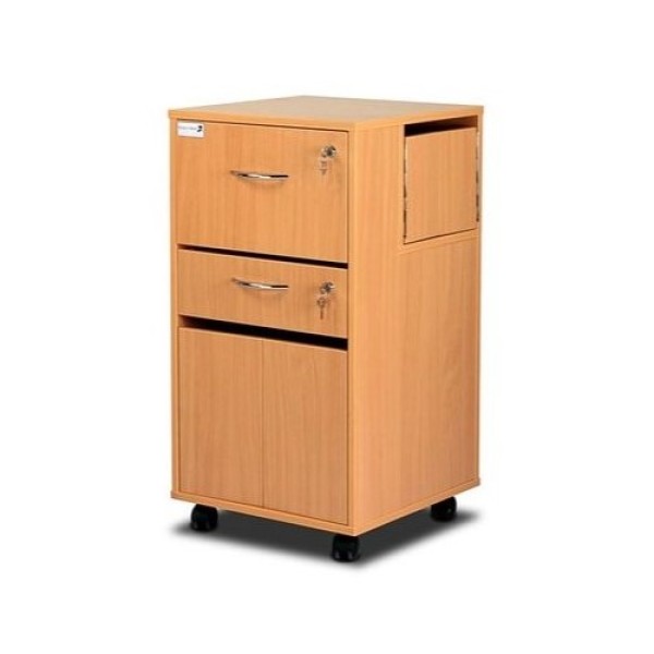 Bristol Maid Bedside Cabinet - Upper Section, Rear Side Doors, Personal Drawer and Lower Drawer with Double Doors - Beech (BC3CPD/BE)