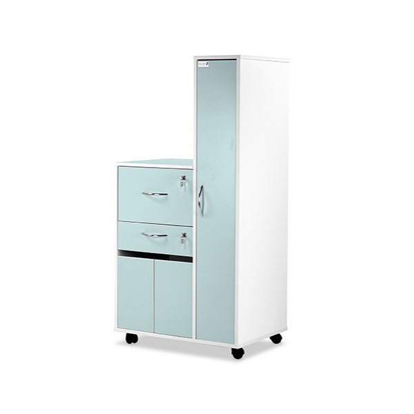 Bristol Maid Bedside Cabinet / Wardrobe Combination - Right Hand Opening - Single Upper Drawer, Personal Drawer, Lower Cupboard with Double Doors and Adjustable Shelf - Grey White (BC1CPDWR/GW)