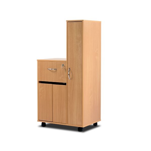 Bristol Maid Bedside Cabinet / Wardrobe Combination - Right Hand Opening - Single Upper Drawer, Lower Cupboard with Double Doors and Adjustable Shelf - Beech (BC1CWR/BE)