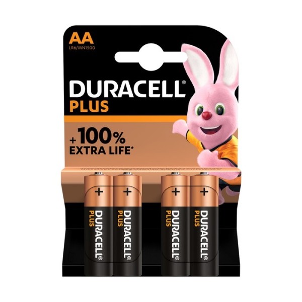 Duracell Plus AA Batteries 1.5V Alkaline (Pack of 4) (MN1500)