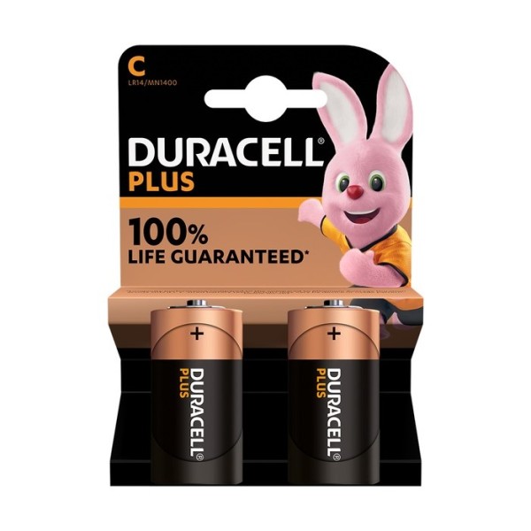 Duracell Plus C Batteries 1.5V Alkaline (Pack of 2) (MN1400)
